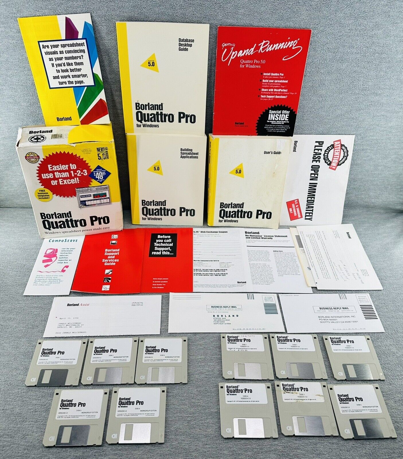 BORLAND QUATTRO PRO - Version 5.0 Easier To Use Than 1,2,3 Or Excell 3.5'' Disks