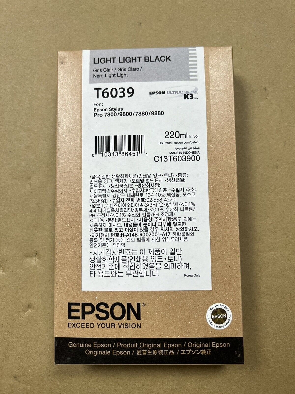 Epson T603 (T603900) Light Light Black Ink Cartridge