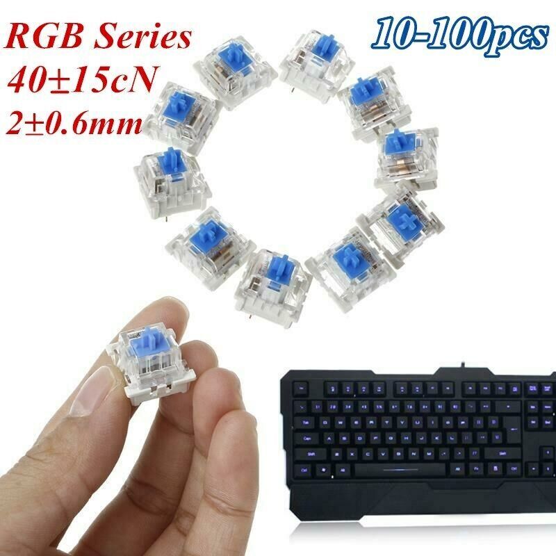 Blue 10-100Pcs  Mechanical Switch Keyboard Replacement For Cherry 3Pin MX RGB