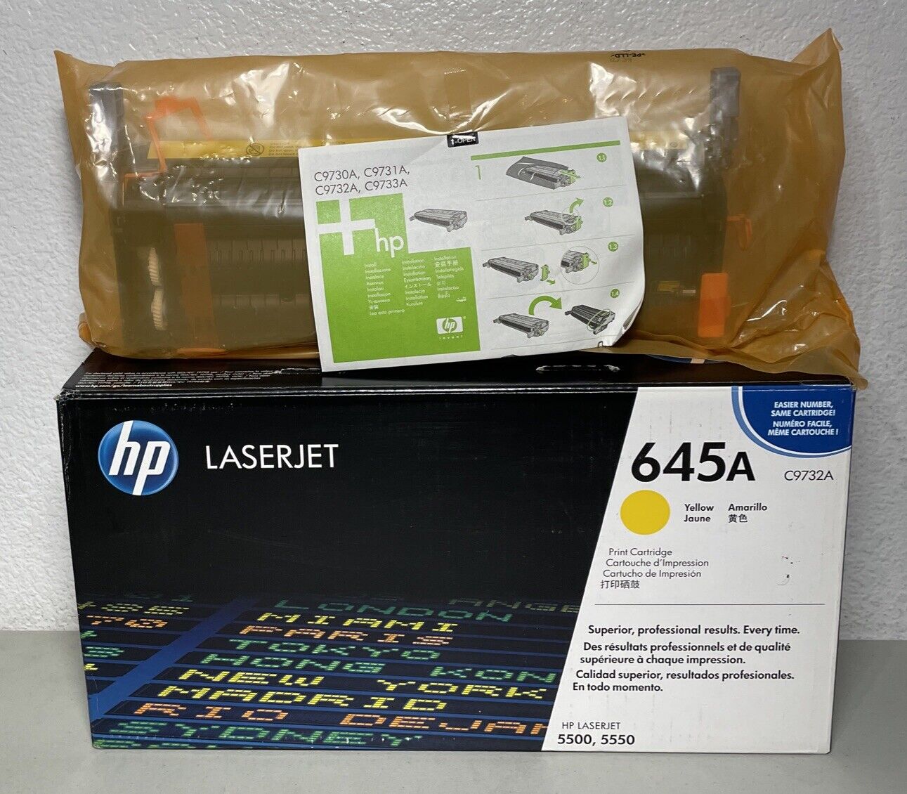 Genuine HP 645A Yellow Toner Print Cartridge C9732A -Factory Sealed Interior Bag