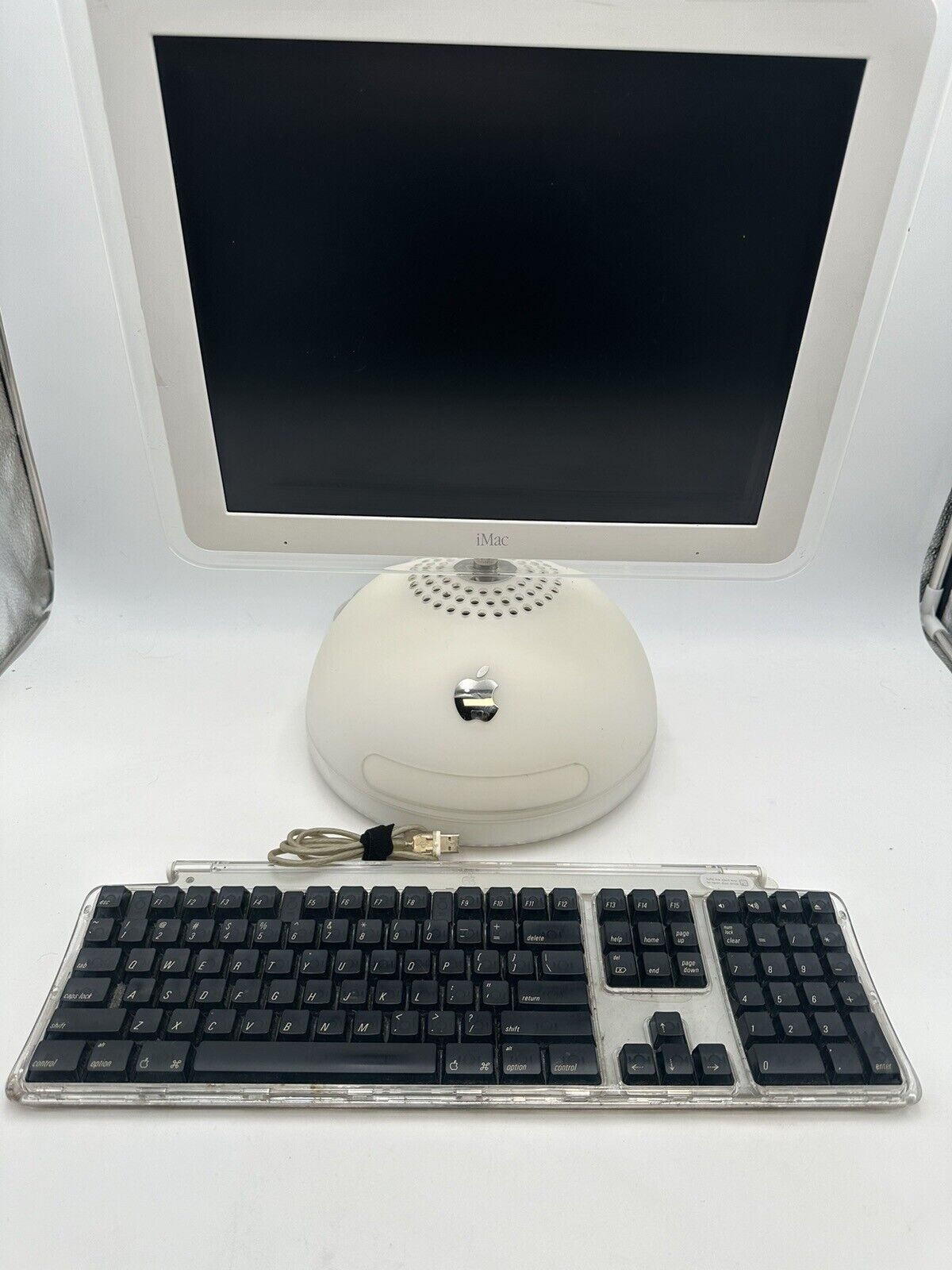 Vintage Apple iMac OS X 1.0GHz/256MB/80HD Tested W/ M7803 Pro Clear Keyboard