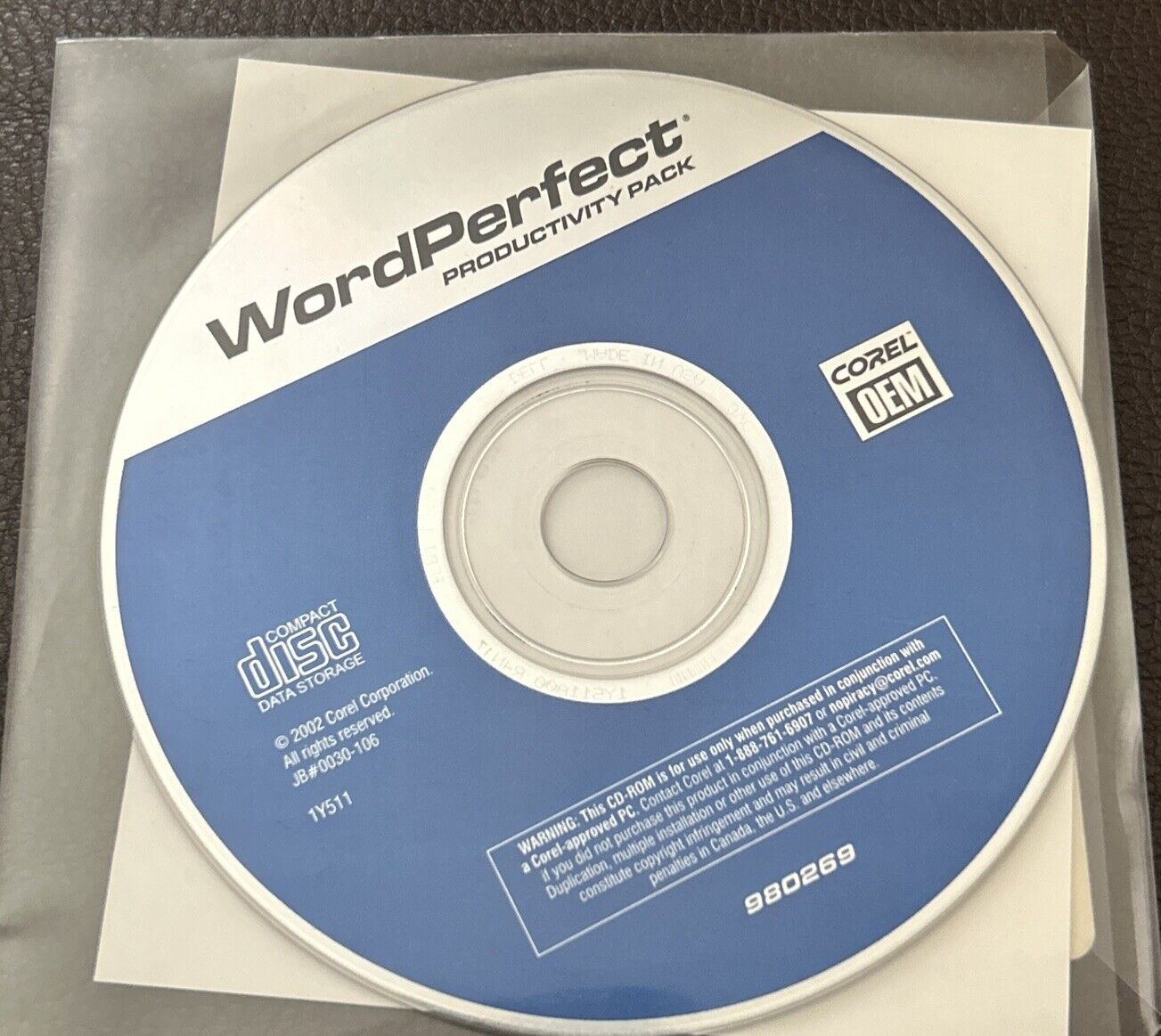 Corel WordPerfect Productivity Pack PC CD Disc 2002 New Unopened