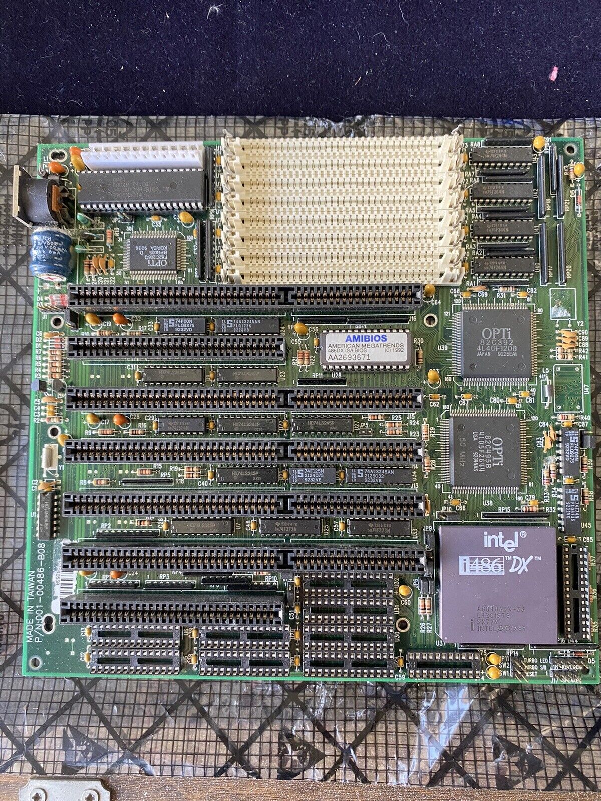 Vintage Motherboard Ambios 486DX ISA Bios + Intel i486 DX 001-00486-C08