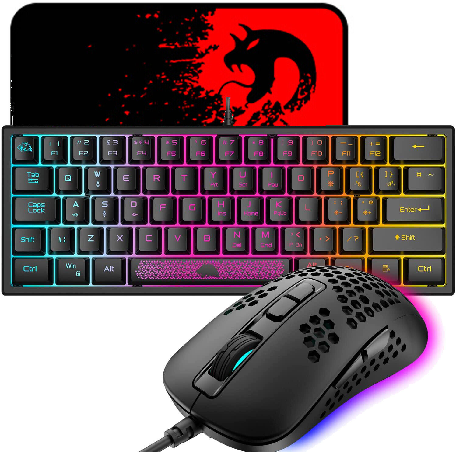 Gaming Keyboard and Mouse Combo RGB Backlit Mechanical Feeling for PC Laptop PS4