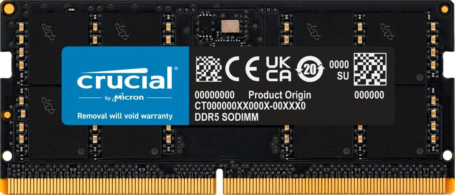 Crucial 32GB DDR5 4800MHz CL40 SODIMM Laptop Memory - CT32G48C40S5