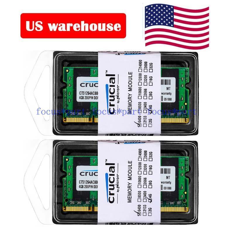 Crucial 8GB (2x 4GB) PC2-6400 DDR2 Ram 800 MHz  Laptop Memory SO-DIMM For Dell