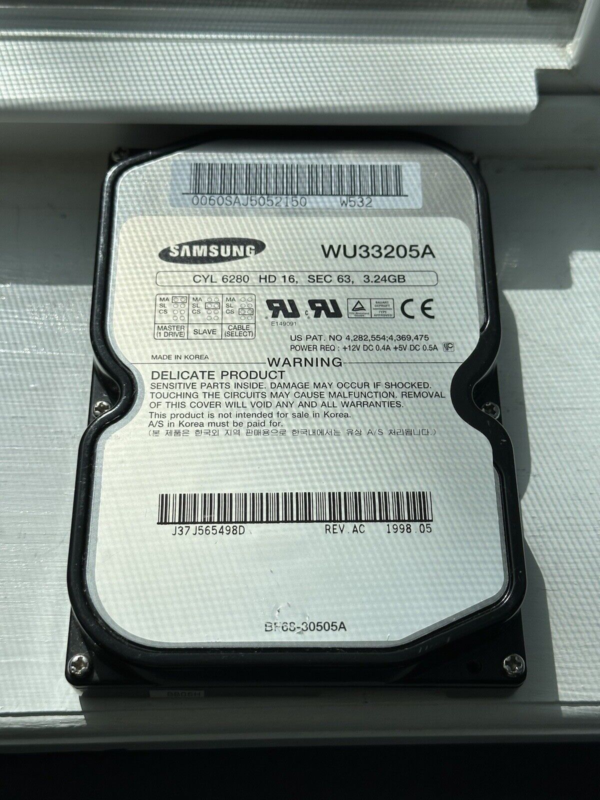 Samsung WU33205A Vintage 3.24GB Hard Drive HDD TESTED WORKING