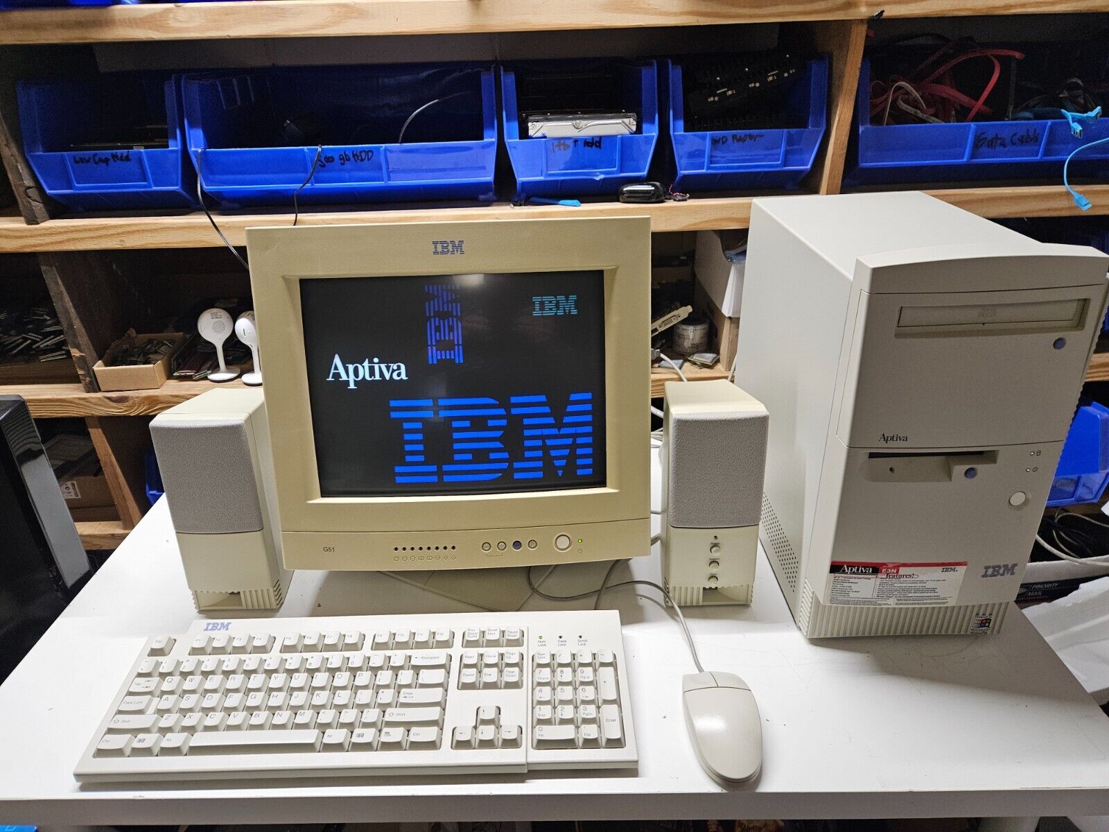 Vintage IBM Aptiva E3N & G51 CRT Monitor Setup Complete with Boxes AMD-K6 300