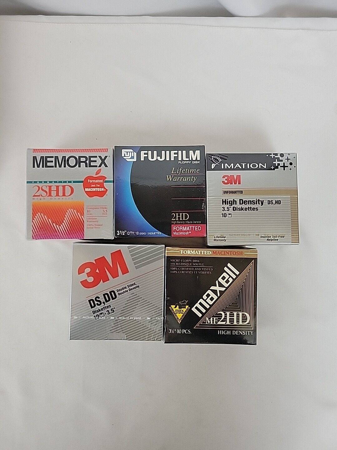 Lot Of 5 Sealed Boxes Of 10 3.5 Floppy Diskettes 3M Imation Fujifilm Maxell