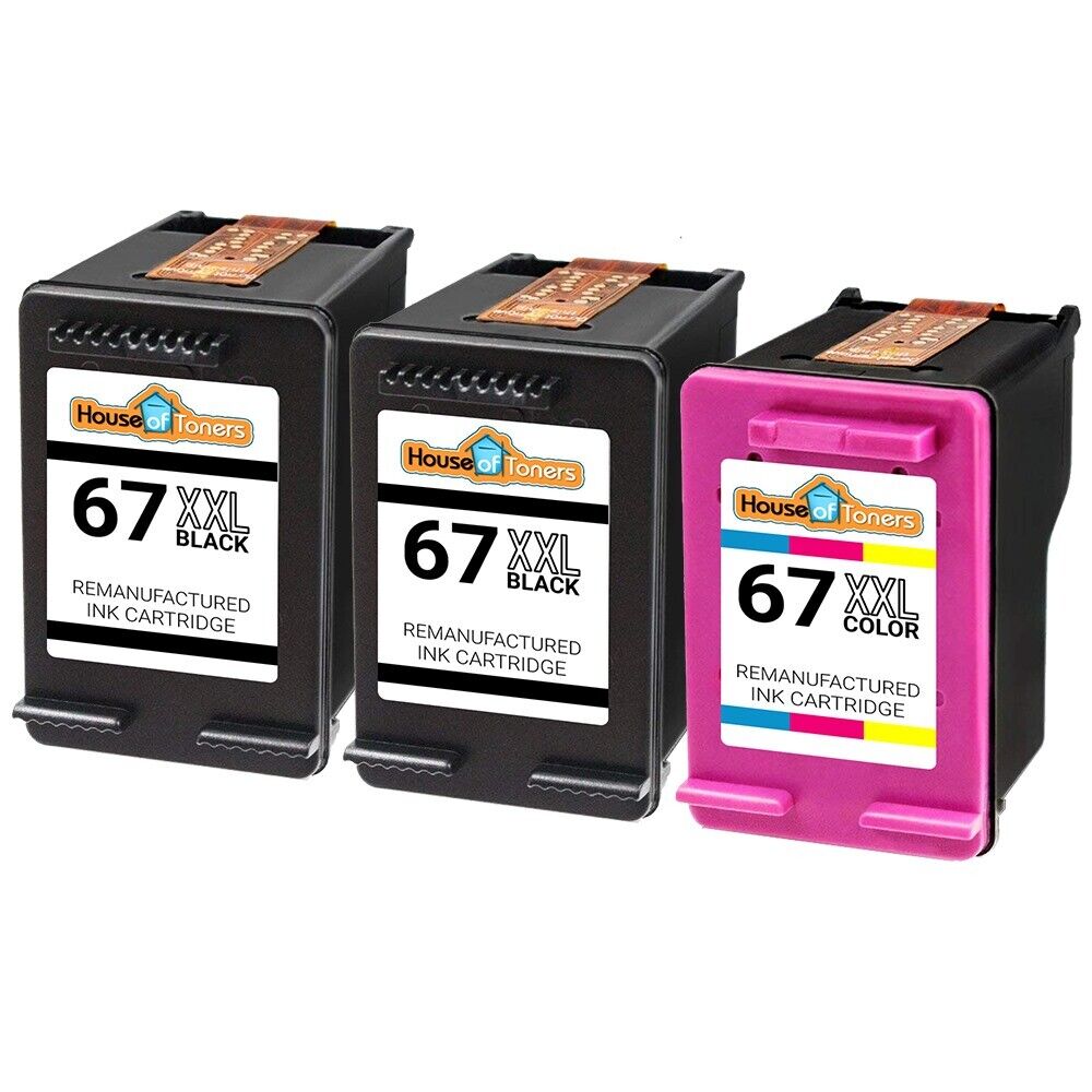 3PK For HP 67XXL 37XL 2-Black & 1-Color Ink 2755 4155 1255 2732 2752 4140 4152
