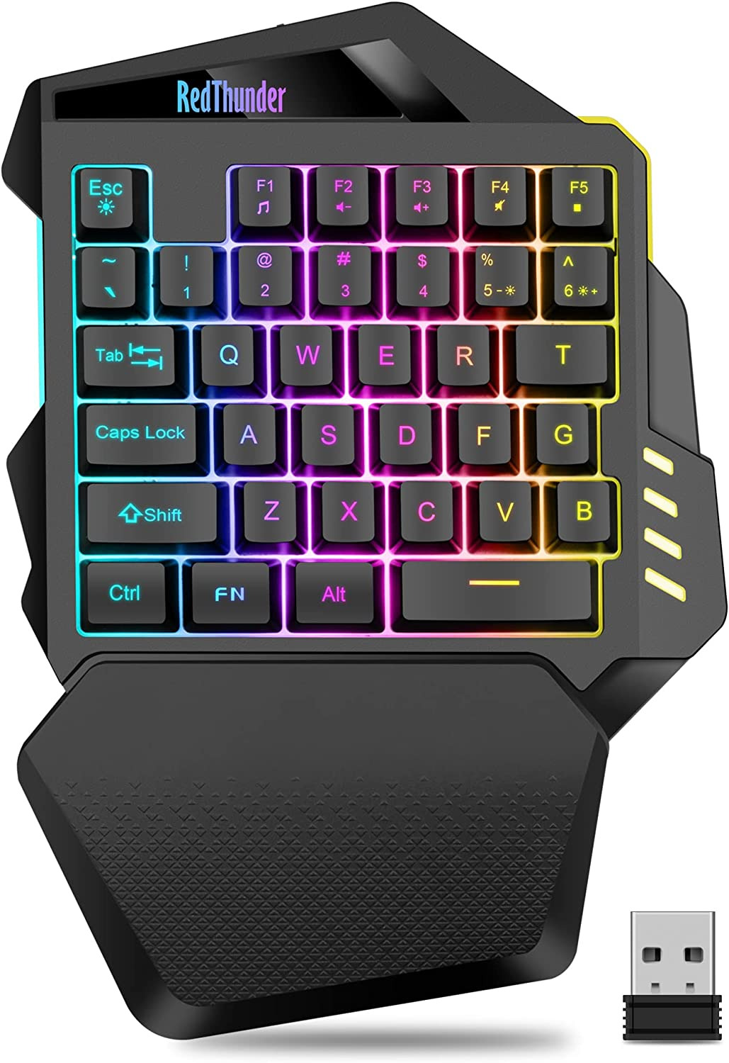Wireless One-Handed Gaming Keyboard, 2.4Ghz RGB Backlit Mini Gaming