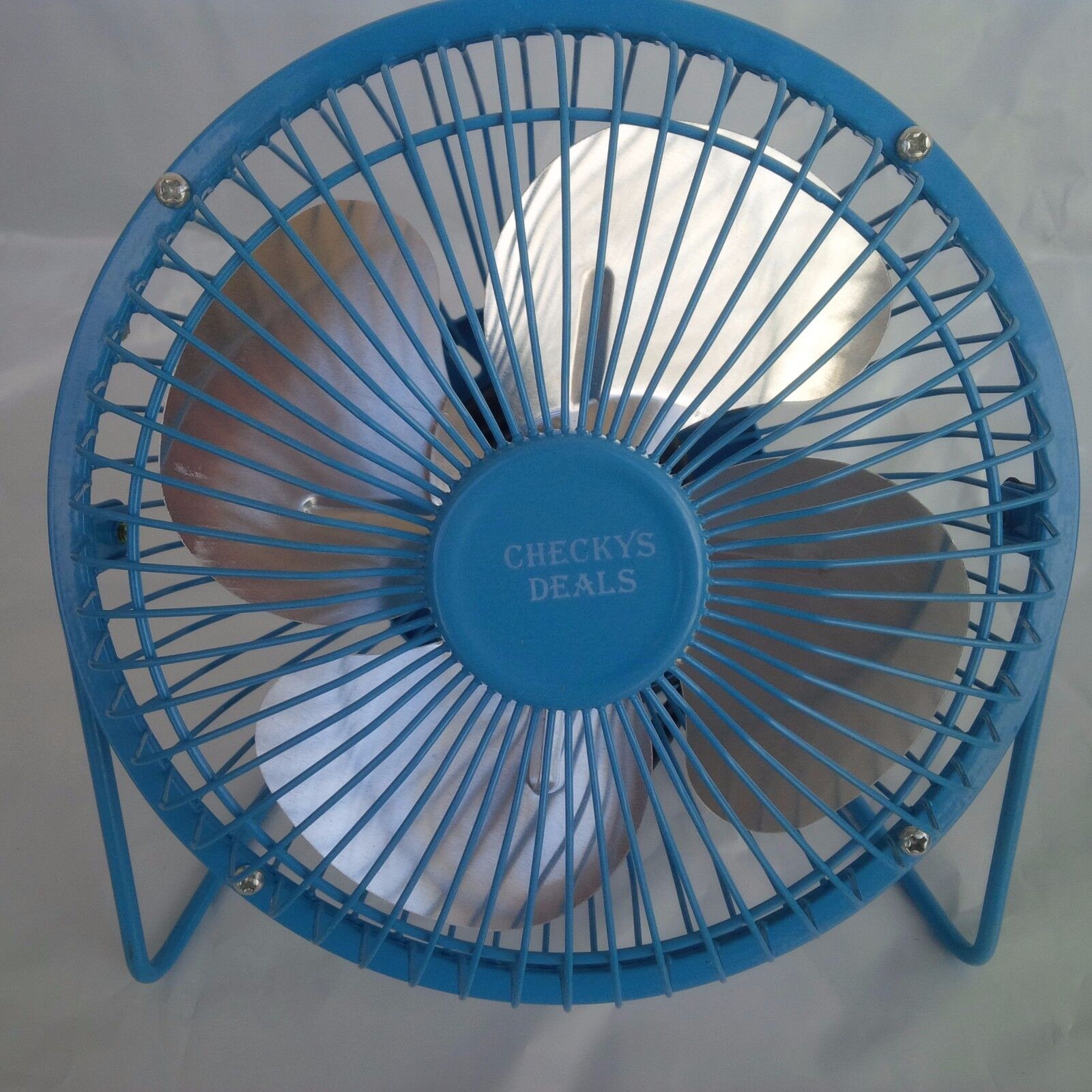 CHECKYS DEALS 6 INCH METAL FAN USB CONNECT BLUE COMPUTER OFFICE WORK HOME CAR
