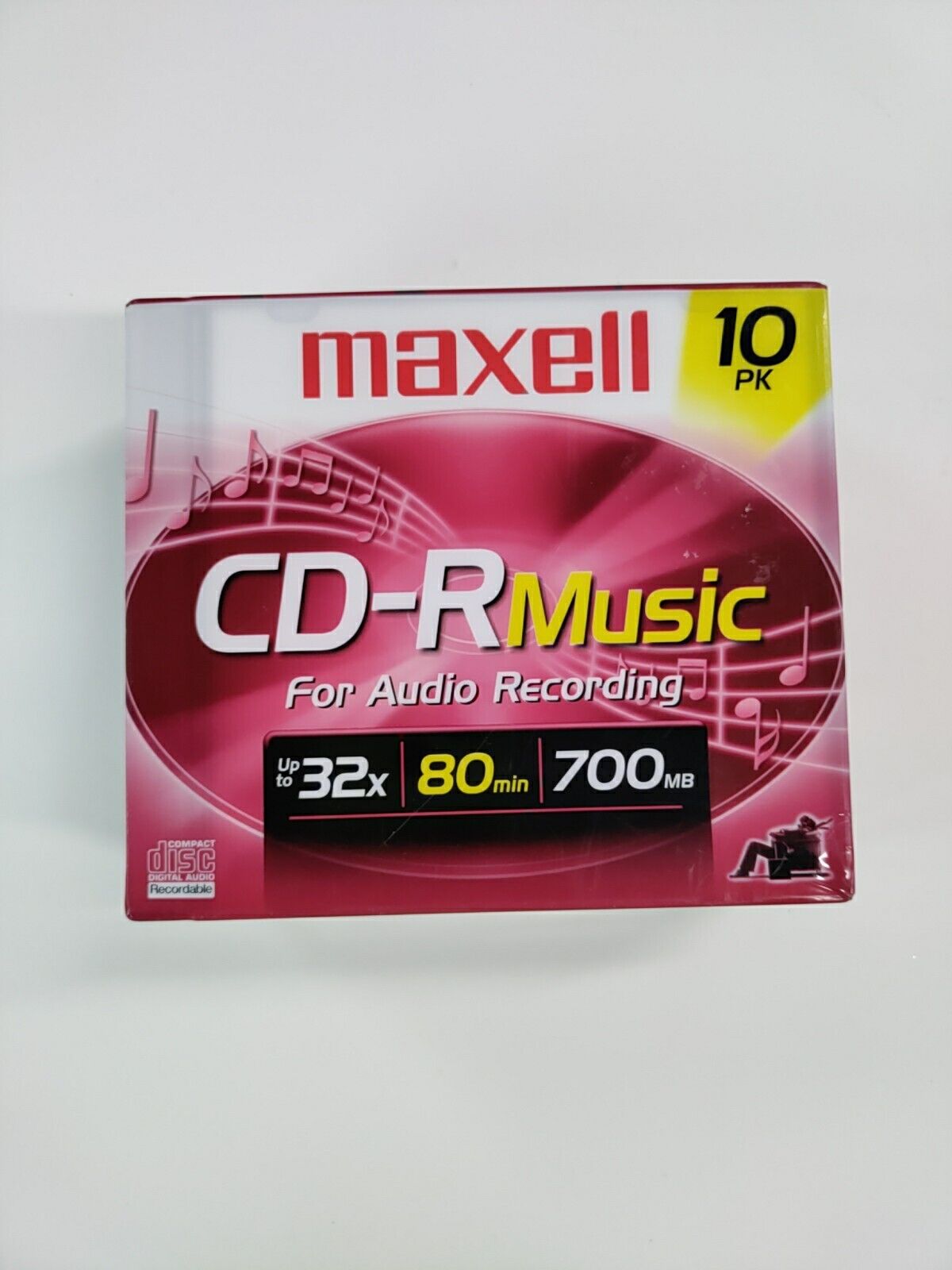 10 Pack Maxell CD-R Music Recordable Discs 80 Min 700 MB with Slim Cases NEW