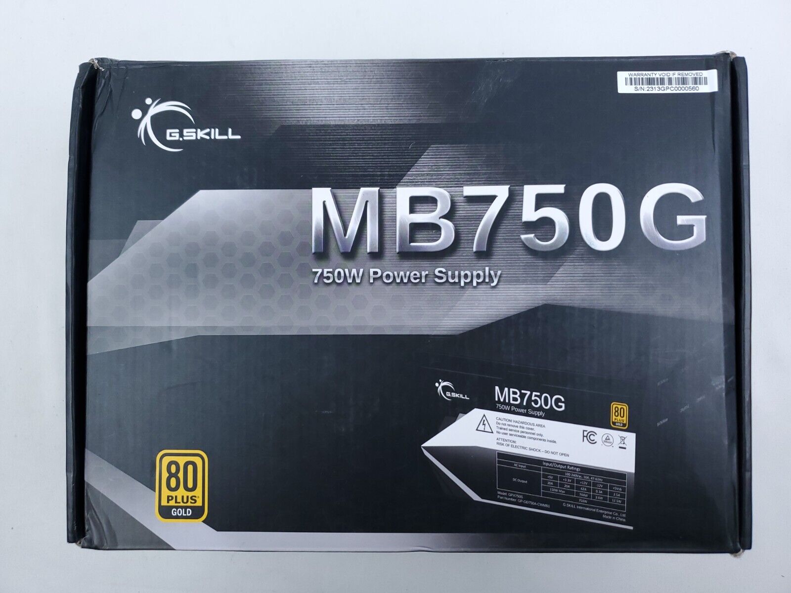 G.Skill MB750G, 750W 80 Plus Gold Power Supply (OPEN BOX)