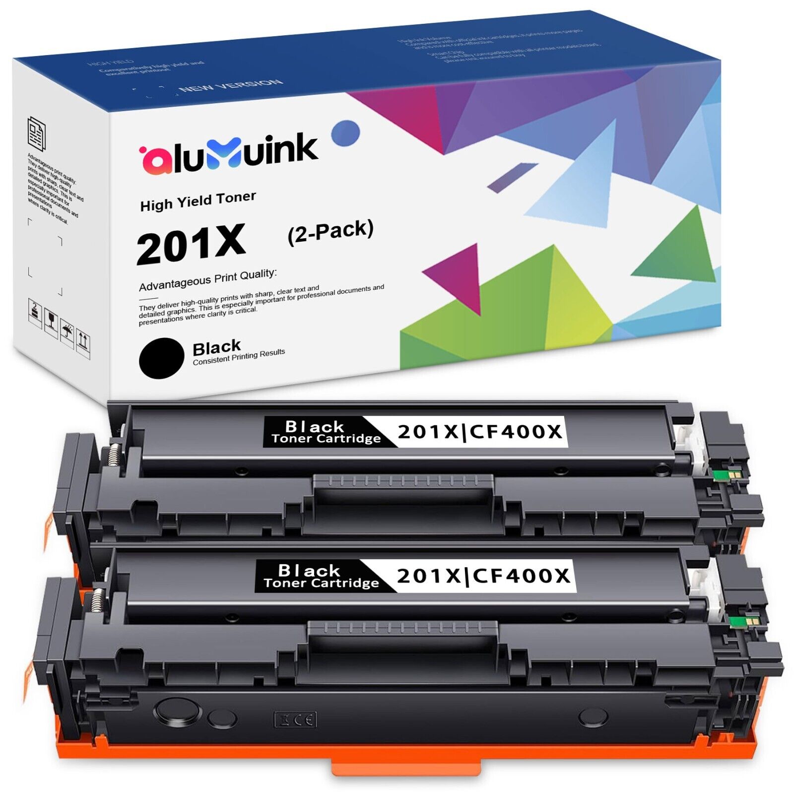 201X CF400X Toner Replacement for HP 201X 201A Pro MFP M277dw(Black, 2-Pack)