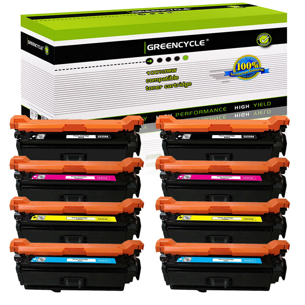 8PK CE250A BCMY Toner Fit For HP 504A Color LaserJet CP3525 3525n 3525dn CP3525x