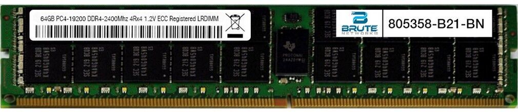 805358-B21 - HP Compatible 64GB PC4-19200 DDR4-2400Mhz 4Rx4 1.2v ECC LRDIMM