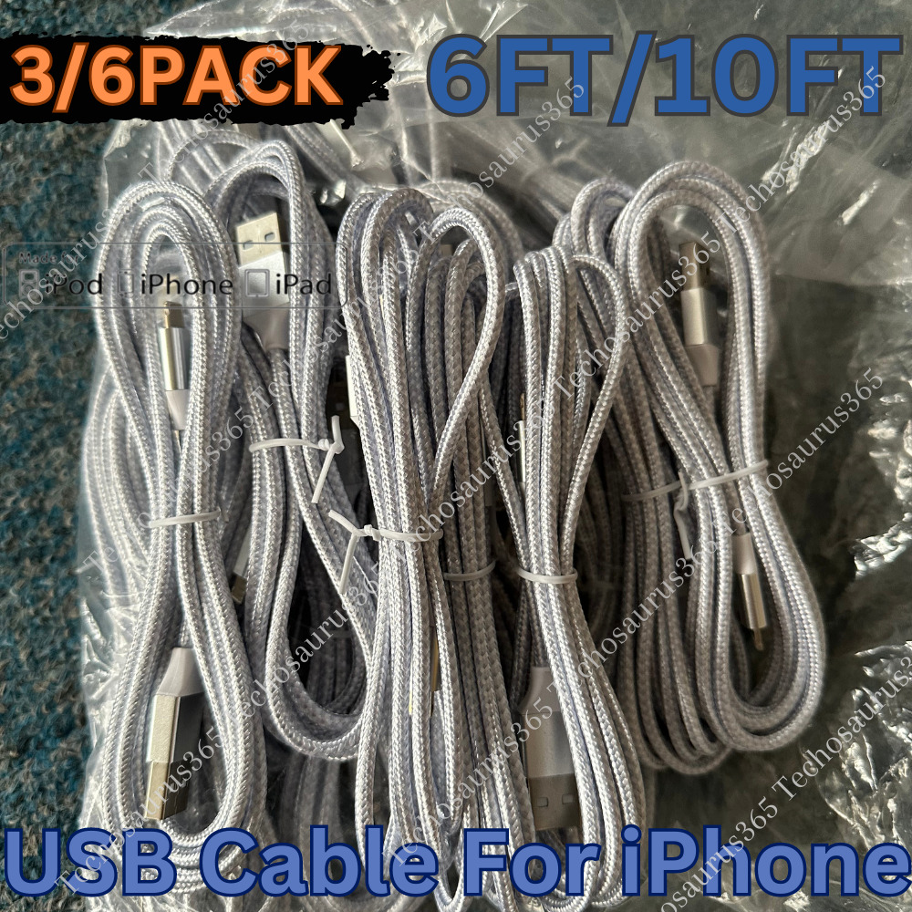 3/6X Fast Charger USB Cable 6/10FT For iPhone 7 8 Plus X 11 12 13 14 Pro Max Lot