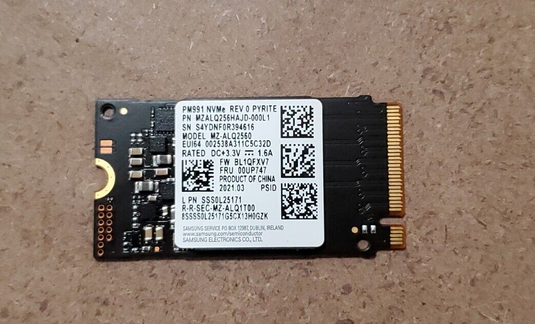 Samsung PM991 256GB SSD PCIe NVMe M.2 2242 MZALQ256HBJD Lenovo 00UP747