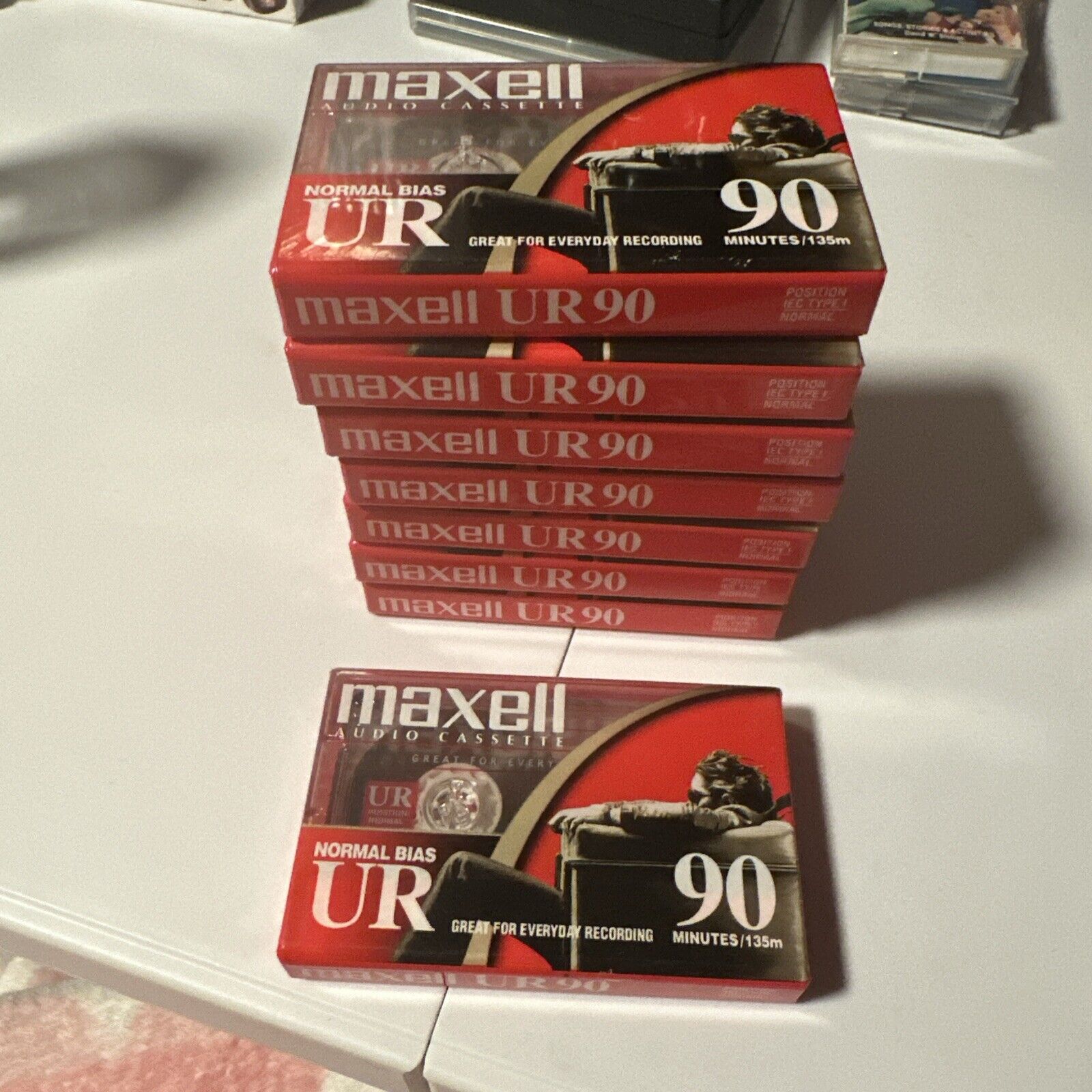 8 Maxell UR-90 Blank Audio Cassettes 90 Min Normal Bias - Factory Sealed