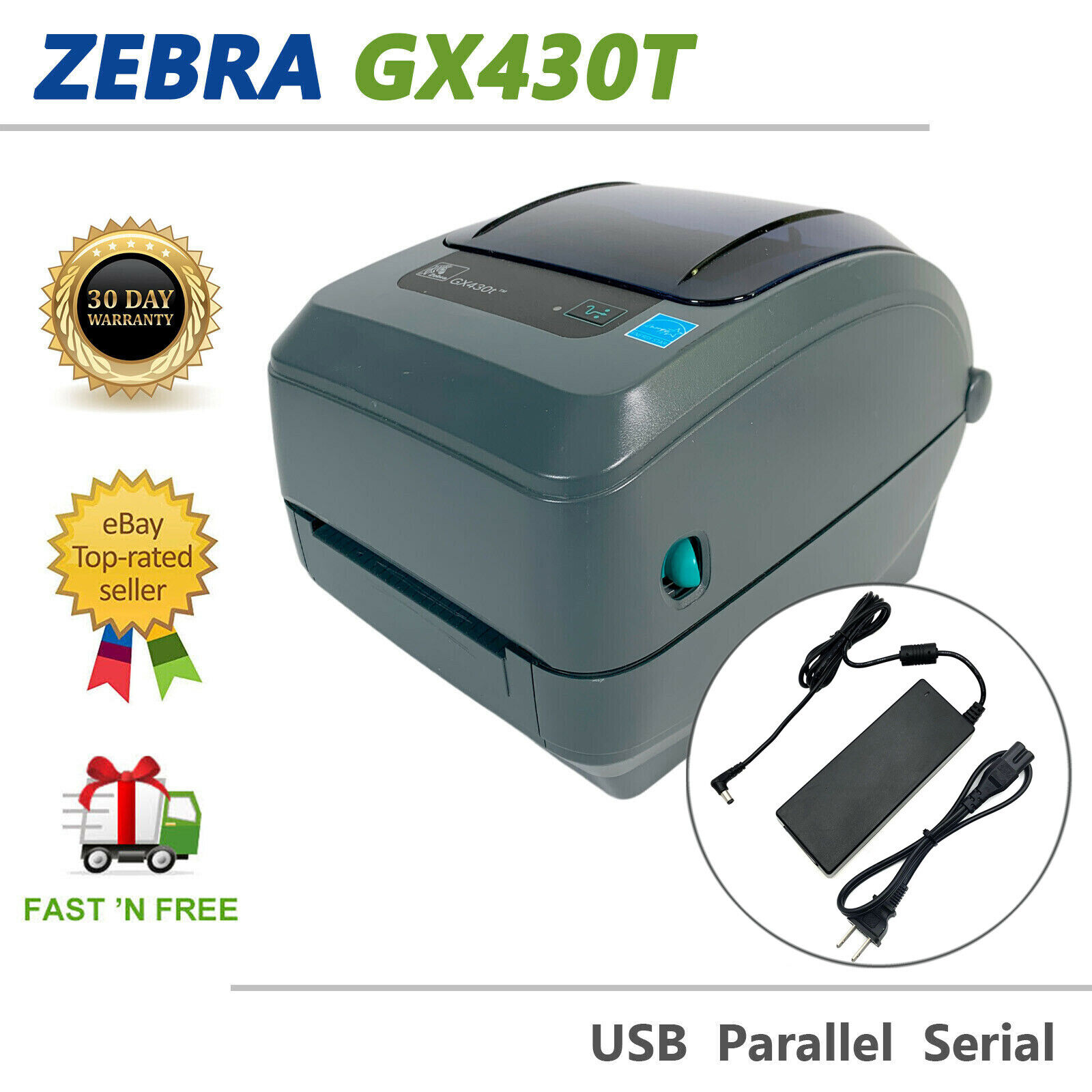 Refurbished Zebra GX430T Thermal Transfer Barcode Printer 300 dpi USB Serial