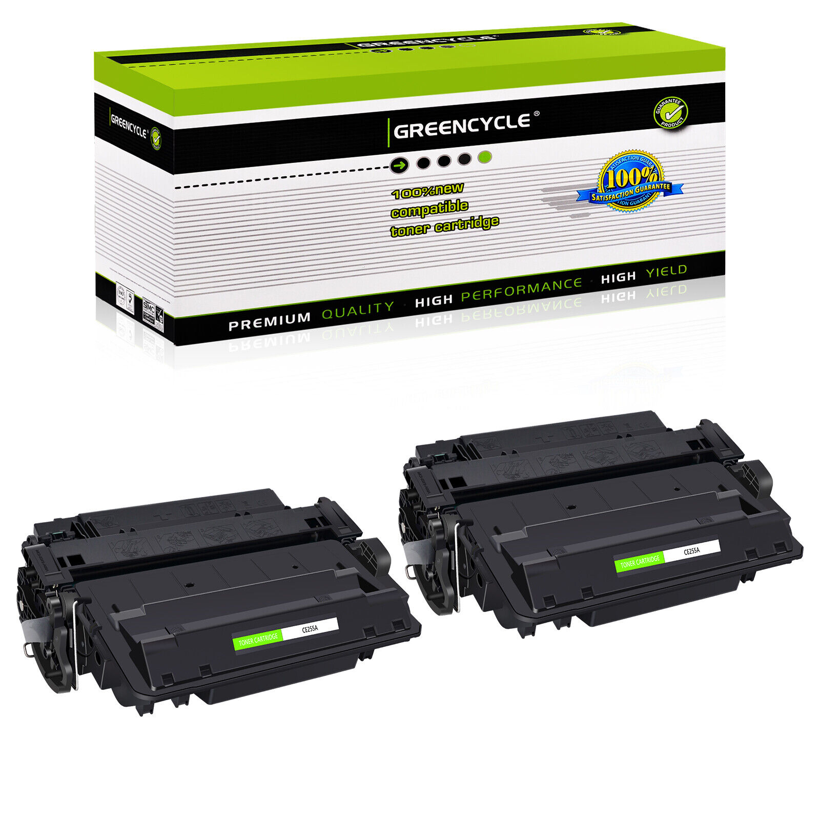 GREENCYCLE 2PK 55A CE255A Toner Cartridge Fits for HP LaserJet P3015d 3015n 3016