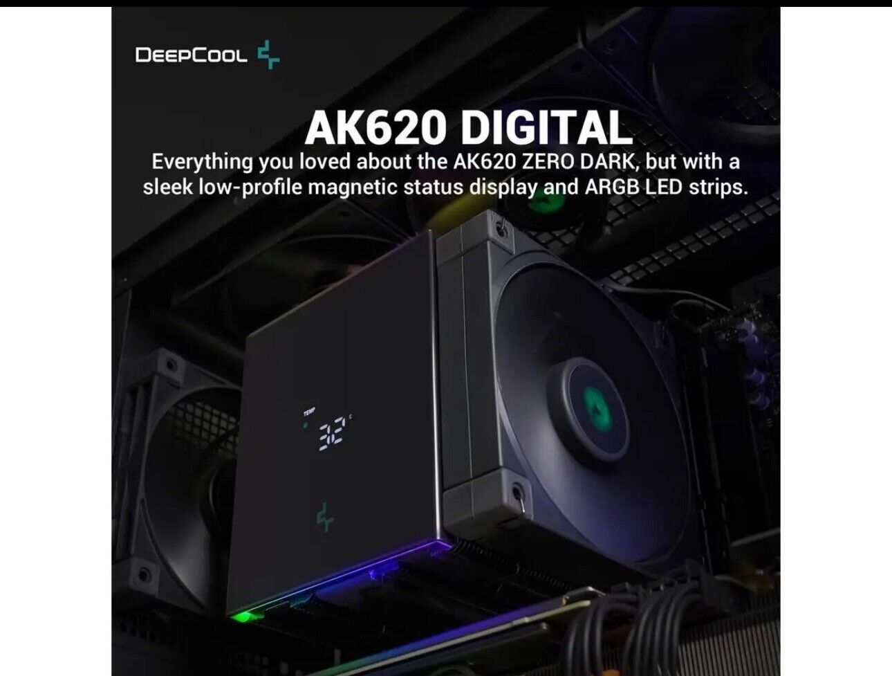 DeepCool AK620 DIGITAL Performance Air Cooler, Dual-Tower Layout, Real-Time CPU