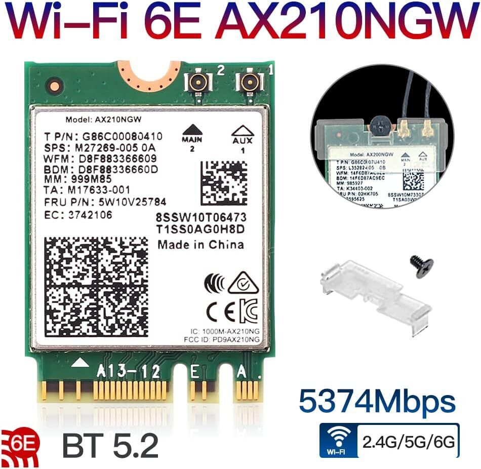 Wi-Fi 6E AX210NGW Wireless WiFi Card 6GHz 160MHz 802.11ax ac AX5400Mbps