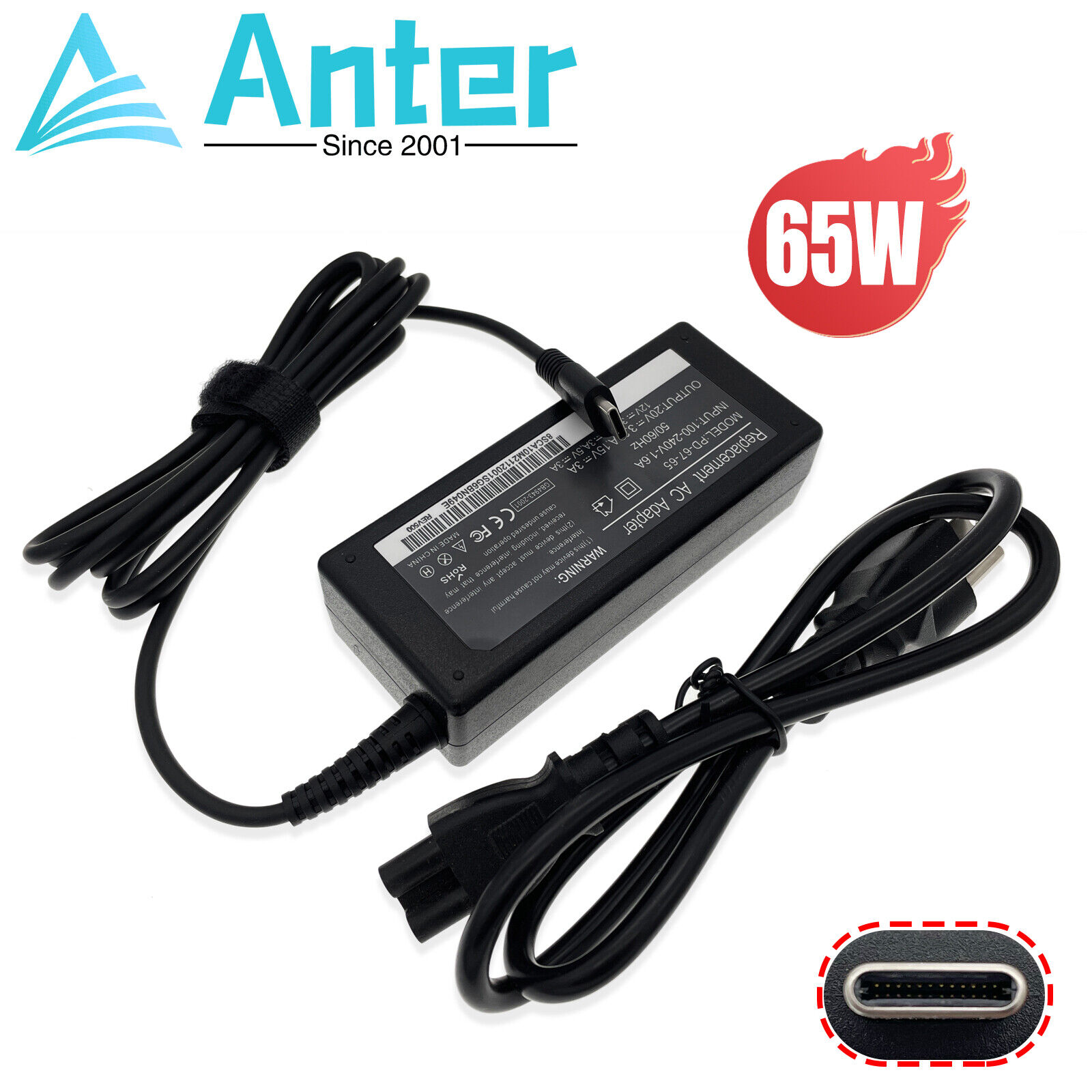AC Adapter For Lenovo ThinkPad T490 T490s T495 T495s Laptop USB-C Charger Cord