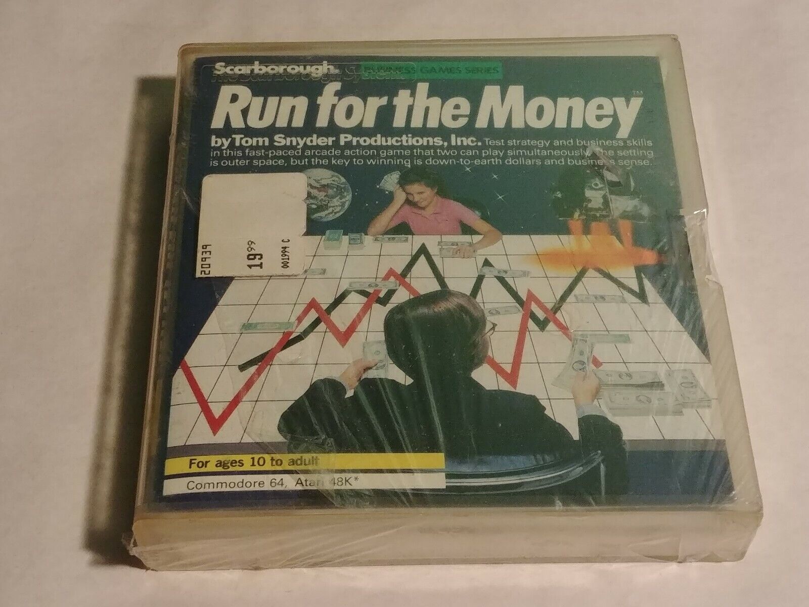 RUN FOR THE MONEY by Scarborough RARE Commodore 64 and ATARI48K Sealed Vintage