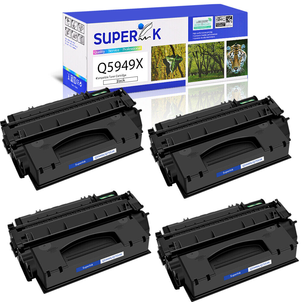 4PK Black Q5949X 49X Toner Cartridge Compatible for HP LaserJet 1320n Printer