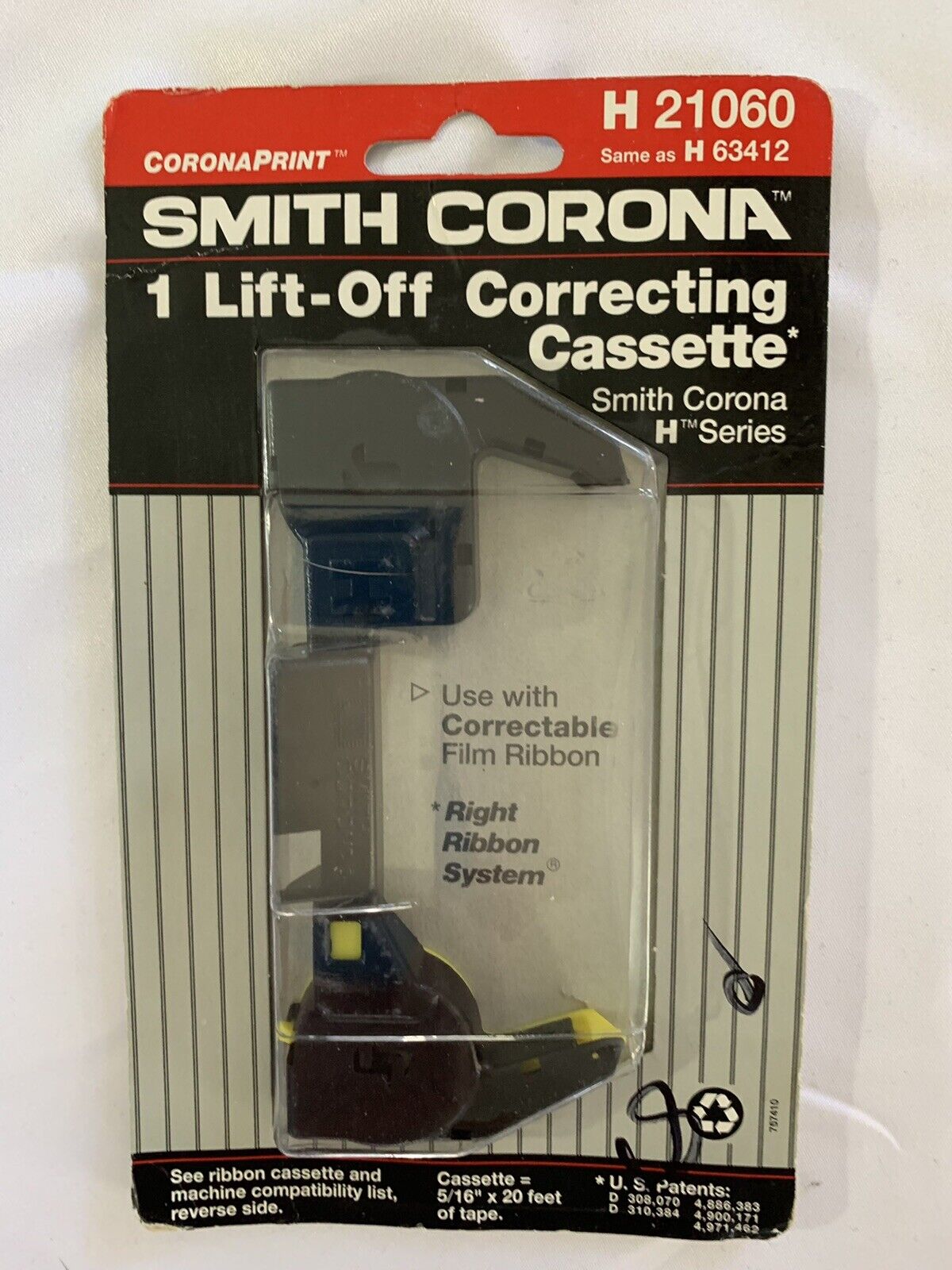 SMITH CORONA H 21060 (H 63412) CORRECTING CASSETTE LIFT OFF TAPE H Series