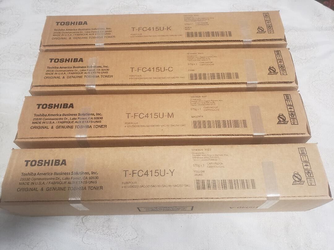 Set of ( 4 ) New Genuine OEM Toshiba T-FC415U Toner Set CMYK New Sealed.