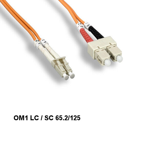 LOT10 Kentek 15m OM1 LC to SC Multi-Mode Fiber Optic Cable 62.5/125 Duplex UPC