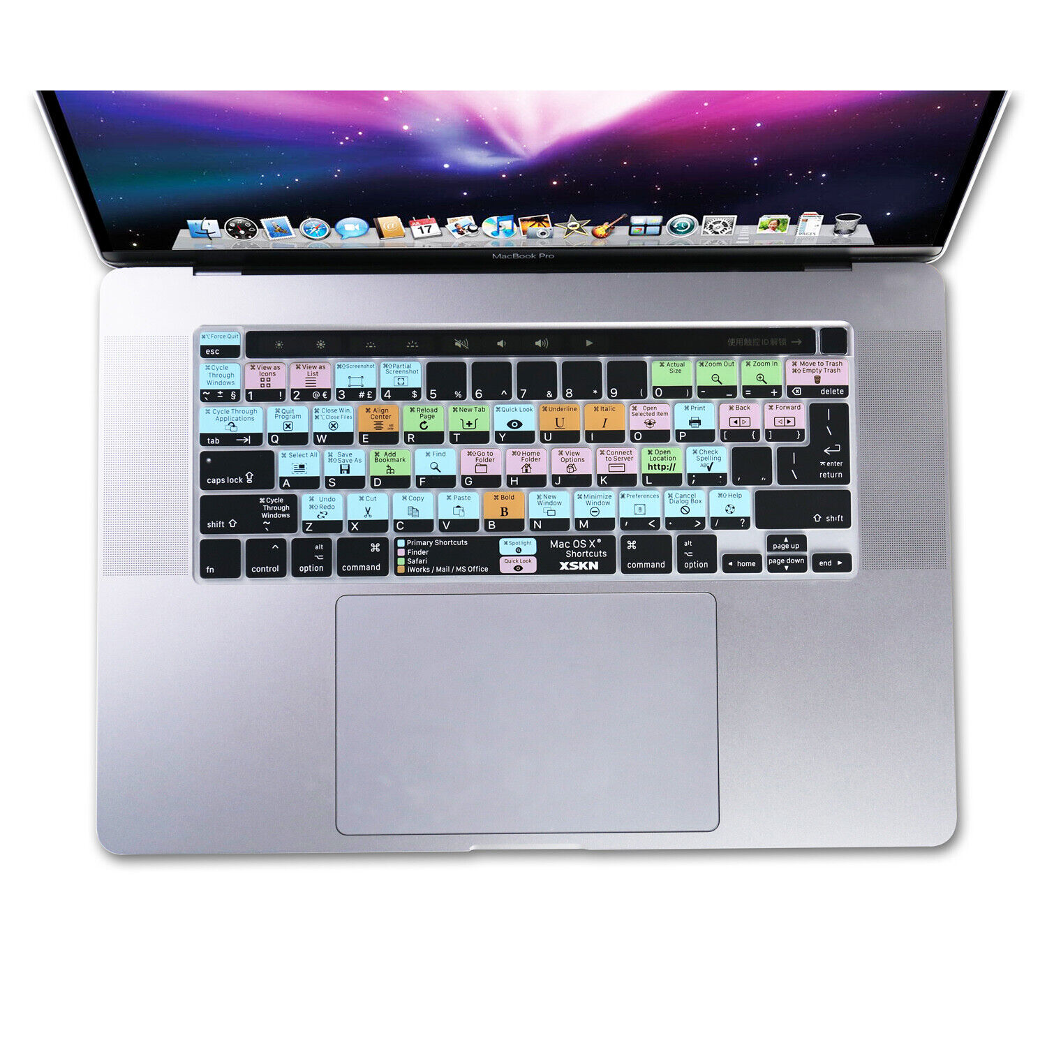 XSKN macOS,OS X Shortcut Keyboard Cover for A2141 Touch Bar MacBook Pro 16 US&EU