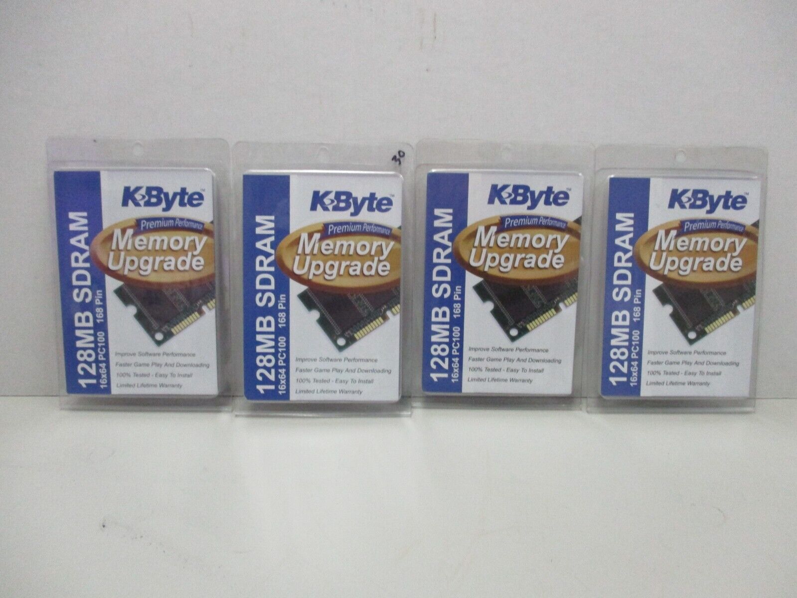 K-Byte 128MB SDRAM 16x64 PC100 168 Pin Memory Qty 4