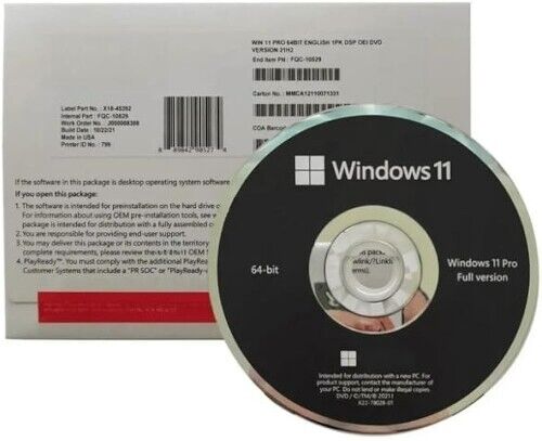Authentic Windows 11 Pro 64-bit DVD DSP OEI FQC-10529 - (US Stock)