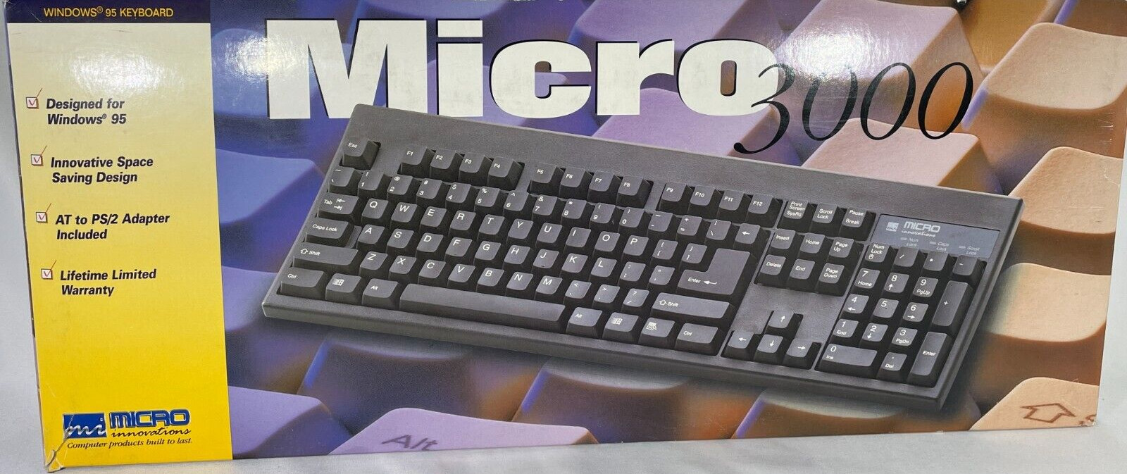 Micro Innovations KB95B Compact Wired Keyboard - Sleek Black - Pre Owned
