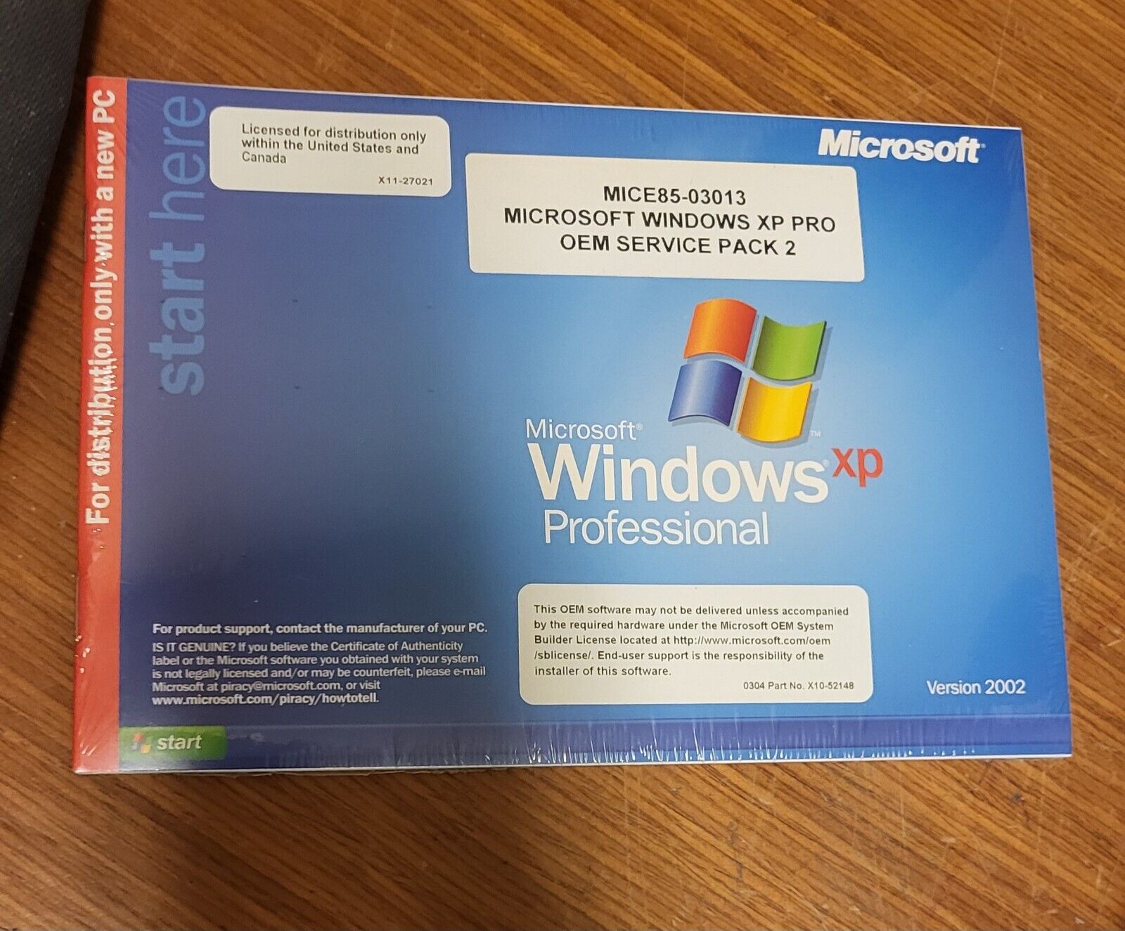 Microsoft Windows XP Professional Version w/ SP2 2002 #844A