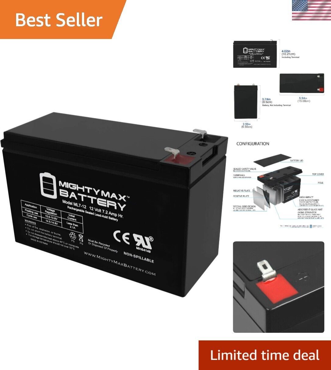 Durable Sealed Lead Acid UPS Battery with Long Service Life - ML7-12 Replacement