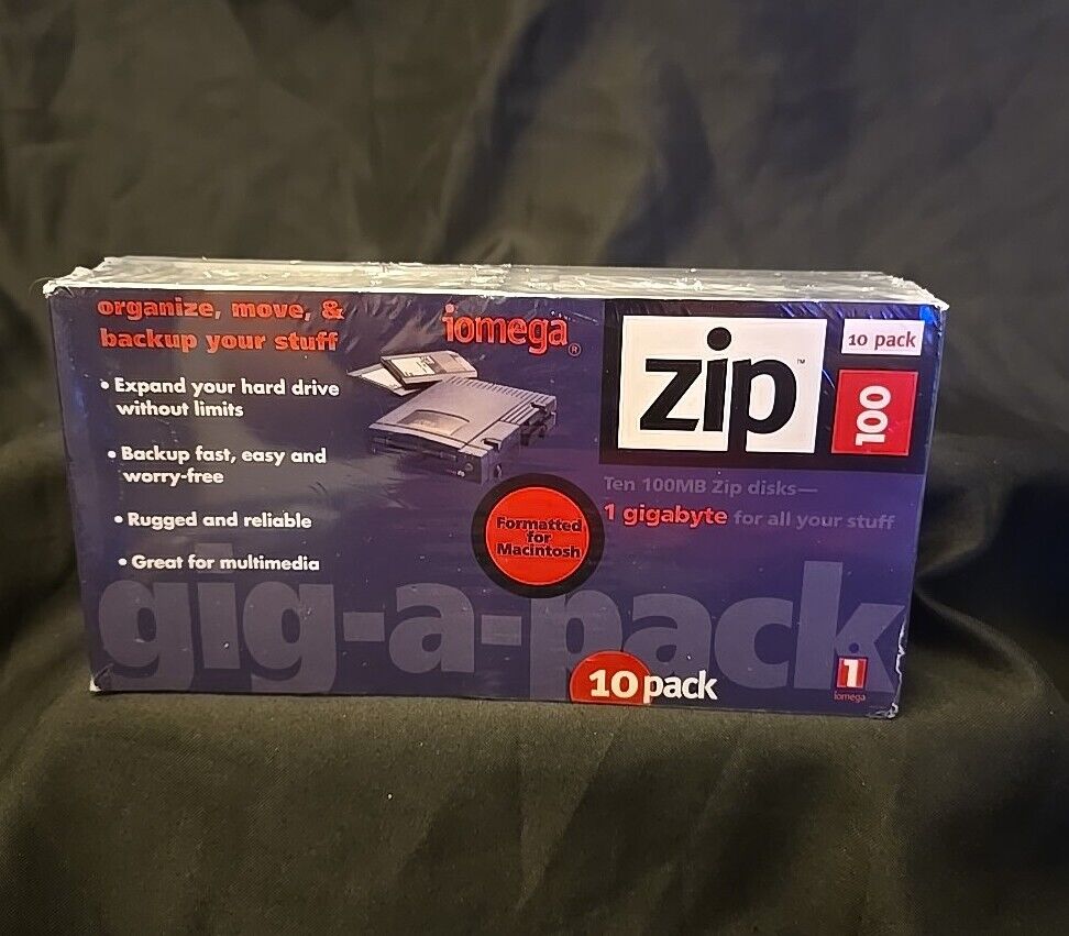BRAND NEW Iomega 10 Pack of 100MB Mac Formatted Zip Disks SEALED like Gig-A-Pack