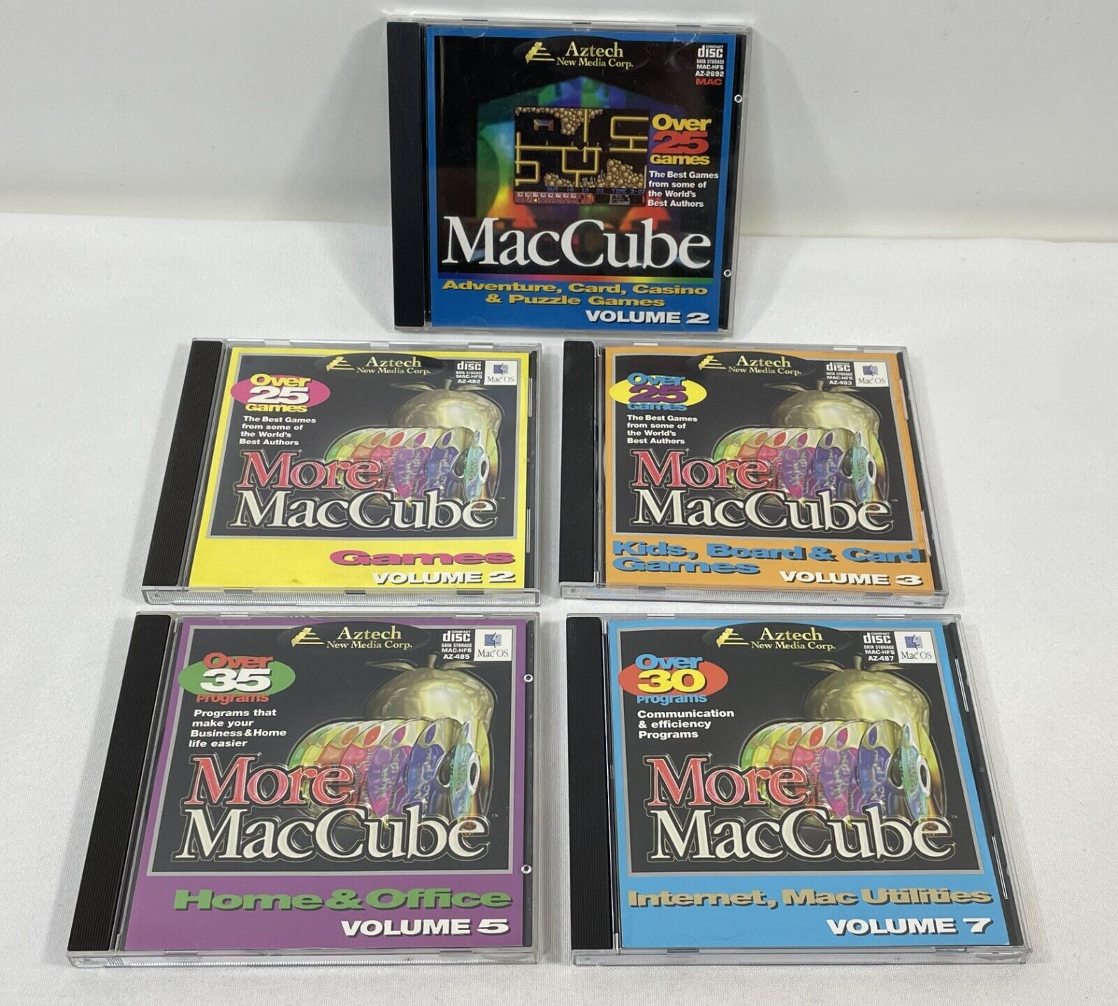 Lot of 5 Vintage 1996 MacCube by Aztech CD-ROM Disc for Apple Macintosh MAC OS