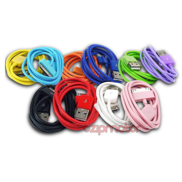 3FT USB SYNC POWER CHARGER 10X COLOR CABLE IPHONE IPOD TOUCH CLASSIC NANO IPAD