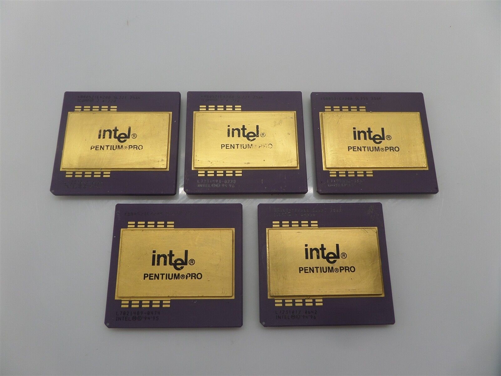 Lot Of 5 Intel Ceramic Pentium Pro Processors For Gold Recovery