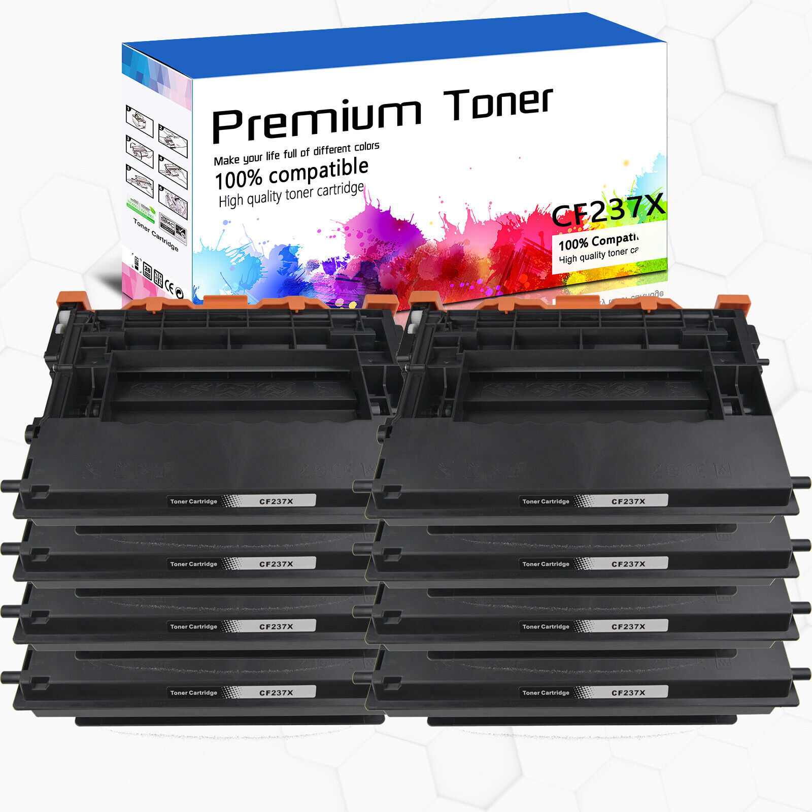 8PK Compatible Toner Cartridge for HP 37X CF237X Toner Enterprise M607 M608 M609