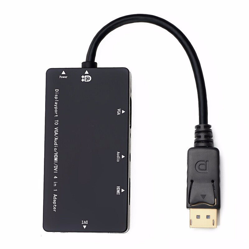 DisplayPort 1.2a to 4K HDMI Dual Link DVI VGA Passive Adapter 4 in 1 with Audio