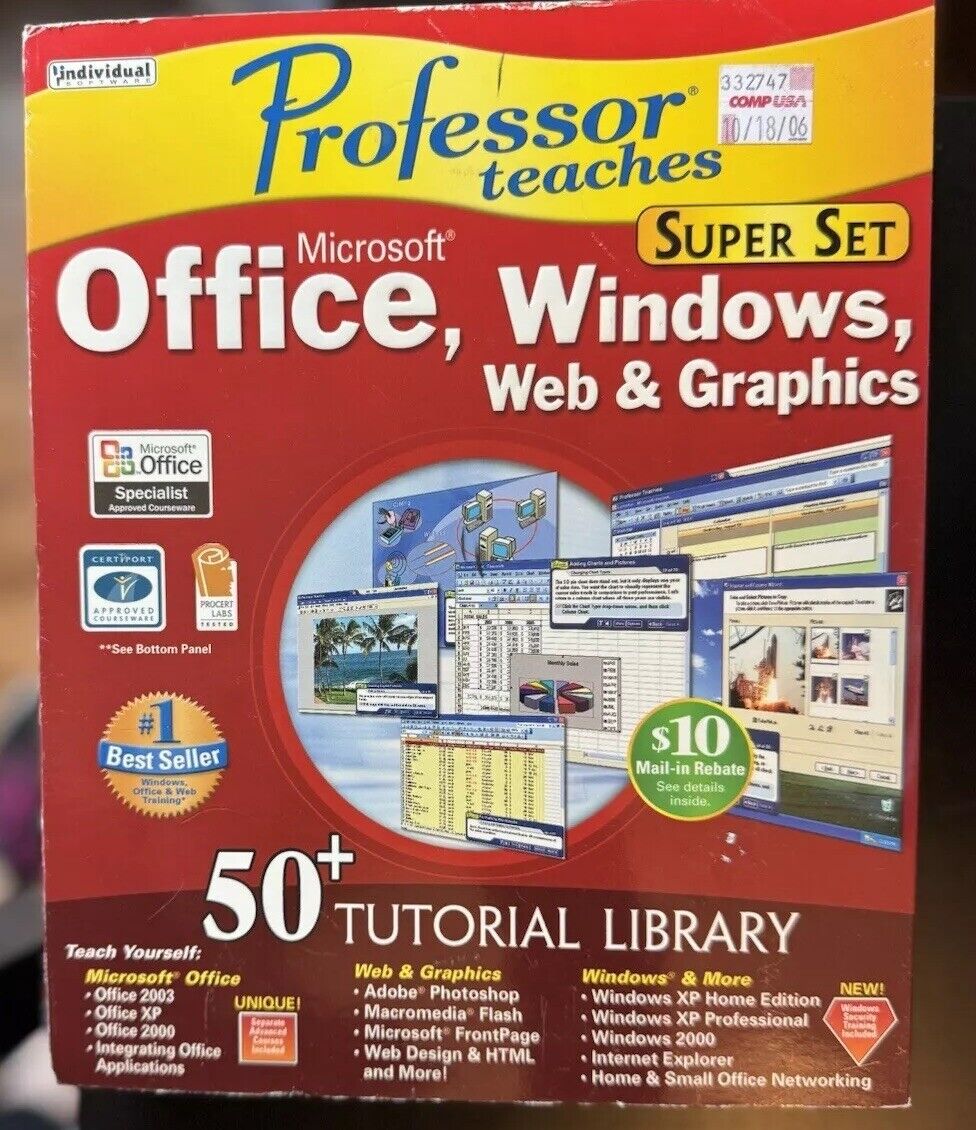 Professor Teaches Super Set Microsoft Office Windows 50+ Course Tutorial Library