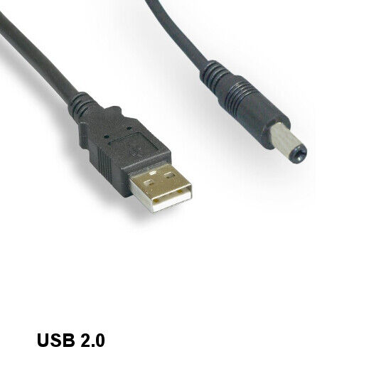 Kentek 3' USB 2.0 A Male to DC 5.5mm x 2.1mm Power Cable Converter Charging