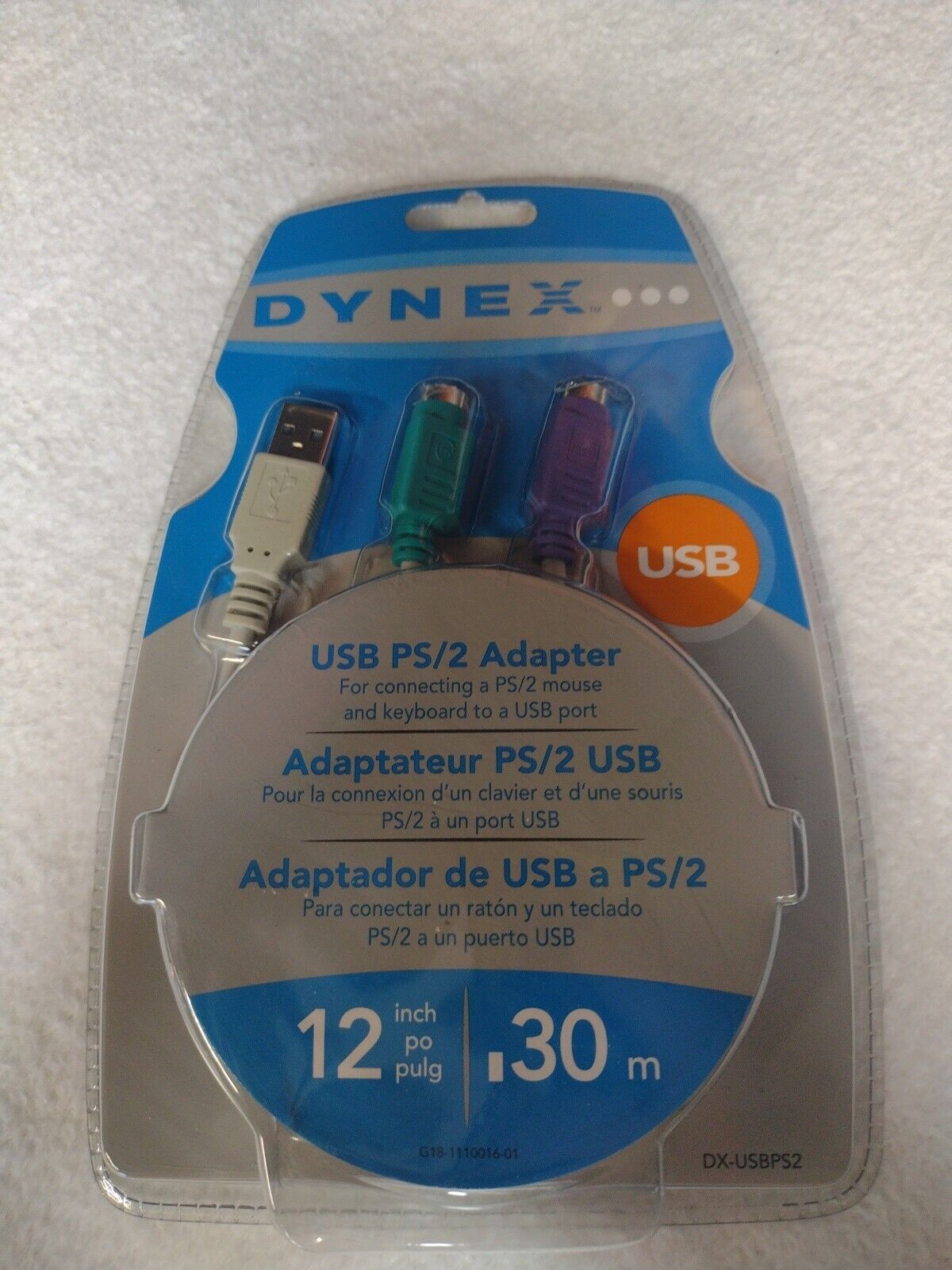  Dynex DX-USBPS2 USB-to-PS/2 KVM Mouse Keyboard Port Adapter Cable Converter