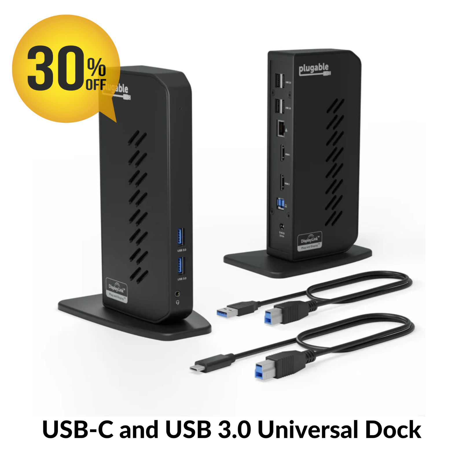 Plugable UD-3900Z 10-in-1 Dual Display HDMI Docking Station, USB-C and USB 3.0